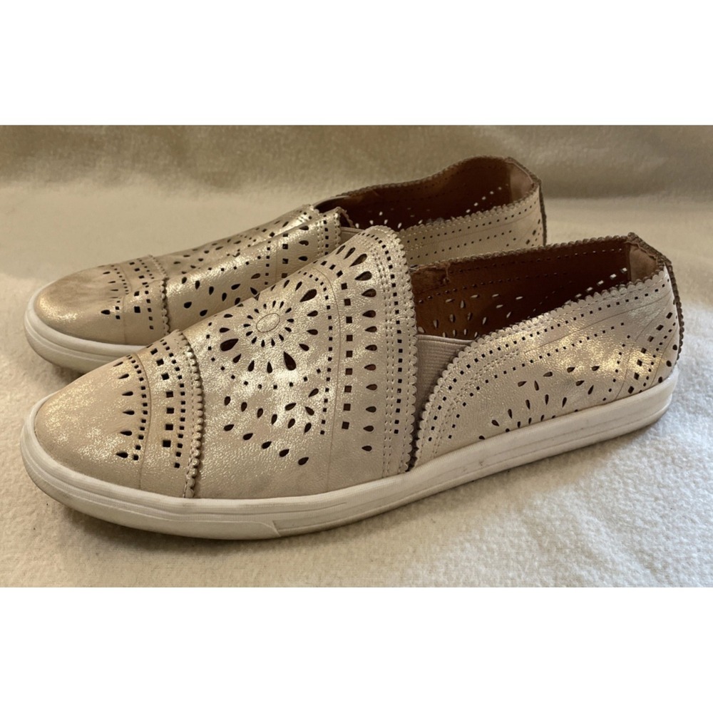 American Rag Shannen Slip on Sneakers Gold Perforated Cut out Shoes Womens Sz 9